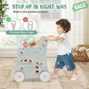 2-in-1 Baby Walker with Storage and Ice Creams for 1+ Years Old-Light Green