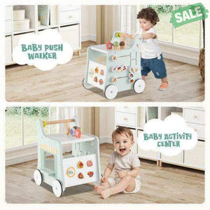 2-in-1 Baby Walker with Storage and Ice Creams for 1+ Years Old-Light Green