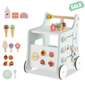 2-in-1 Baby Walker with Storage and Ice Creams for 1+ Years Old-Light Green