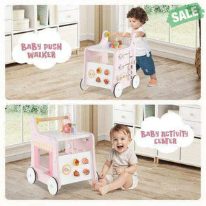 2-in-1 Baby Walker with Storage and Ice Creams for 1+ Years Old-Pink