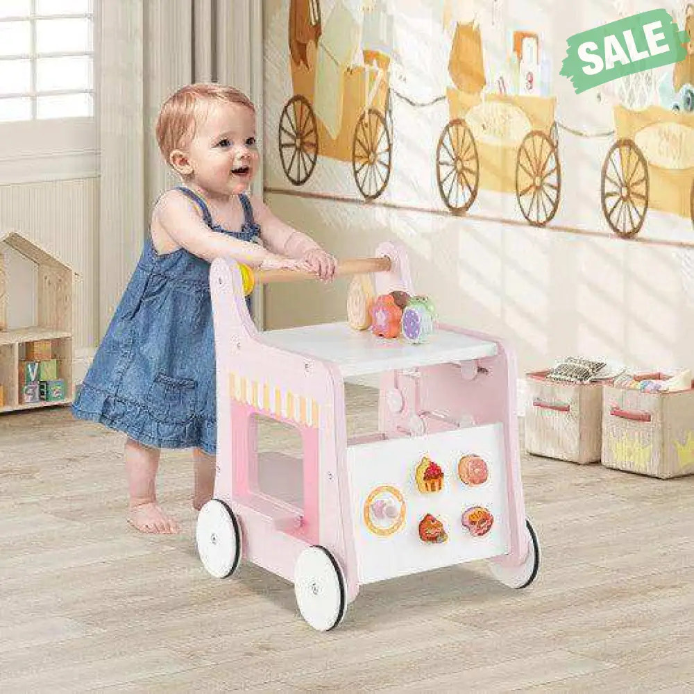 2-in-1 Baby Walker with Storage and Ice Creams for 1+ Years Old-Light Green