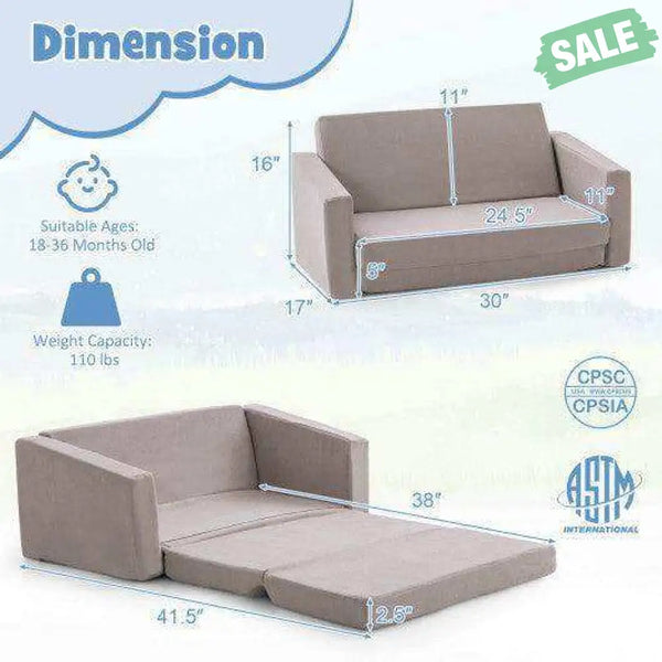 2-in-1 Children‚Äôs Convertible Sofa to Lounger-L