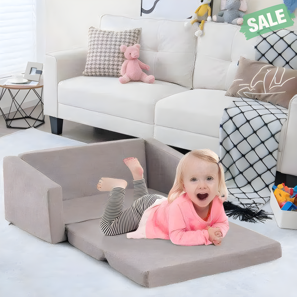 2-in-1 children's convertible sofa to lounger in vibrant colors, perfect for playtime and relaxation.