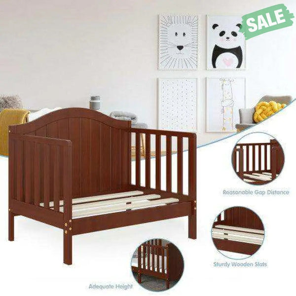 2-in-1 Classic Convertible Wooden Toddler Bed with 2 Side Guardrails for Extra Safety-White White Toddler Beds