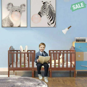 2-in-1 Classic Convertible Wooden Toddler Bed with 2 Side Guardrails for Extra Safety-White White Toddler Beds