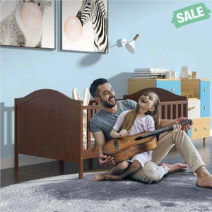 2-in-1 Classic Convertible Wooden Toddler Bed with 2 Side Guardrails for Extra Safety-White White Toddler Beds