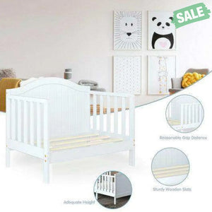 2-in-1 Classic Convertible Wooden Toddler Bed with 2 Side Guardrails for Extra Safety-White White Toddler Beds