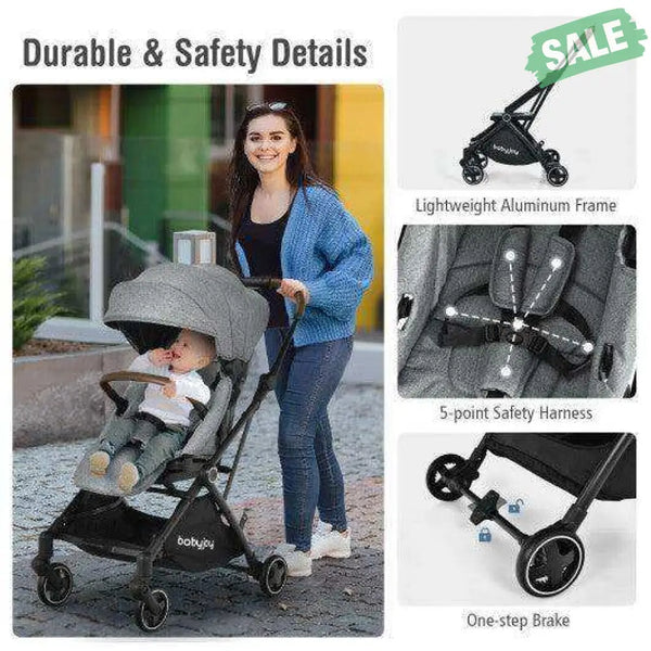 2-in-1 Convertible Aluminum Baby Stroller with Adjustable Canopy-Blue Baby Strollers