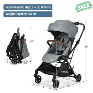 2-in-1 Convertible Aluminum Baby Stroller with Adjustable Canopy-Blue Baby Strollers