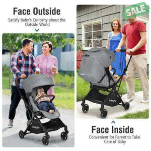 2-in-1 Convertible Aluminum Baby Stroller with Adjustable Canopy-Blue Baby Strollers