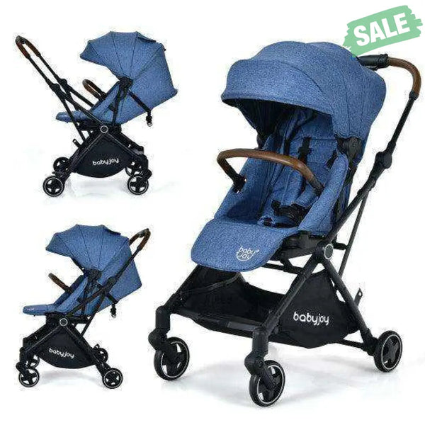 2-in-1 Convertible Aluminum Baby Stroller with Adjustable Canopy-Blue Baby Strollers