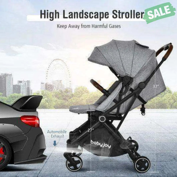 2-in-1 Convertible Aluminum Baby Stroller with Adjustable Canopy-Blue Baby Strollers