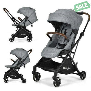 2-in-1 Convertible Aluminum Baby Stroller with Adjustable Canopy-Blue Baby Strollers