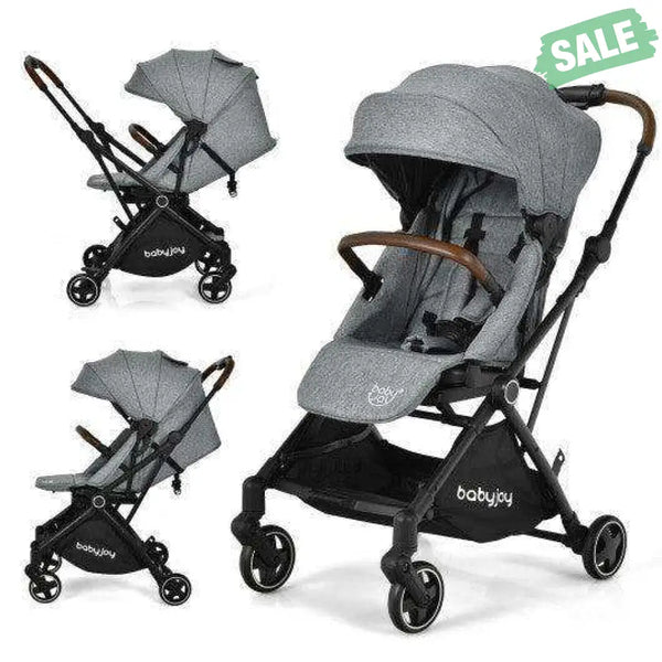 2-in-1 Convertible Aluminum Baby Stroller with Adjustable Canopy-Blue Baby Strollers