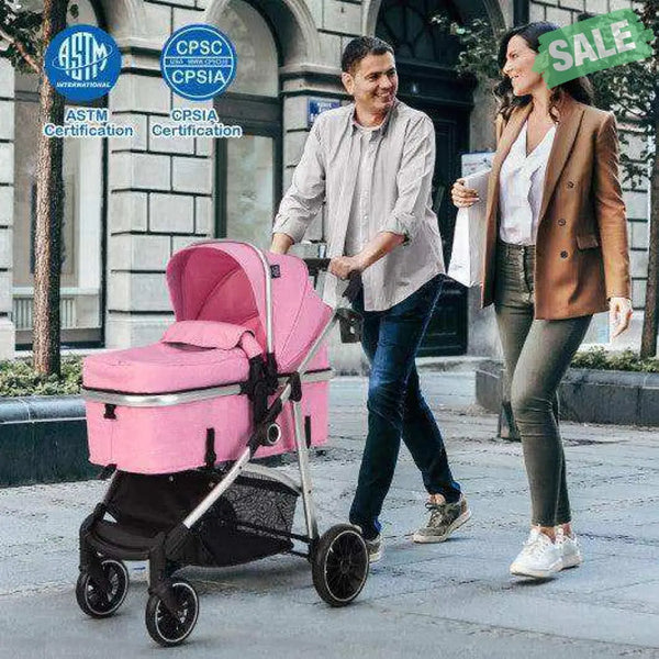 2-in-1 Convertible Baby Stroller with Reversible Seat-Gray Baby Strollers