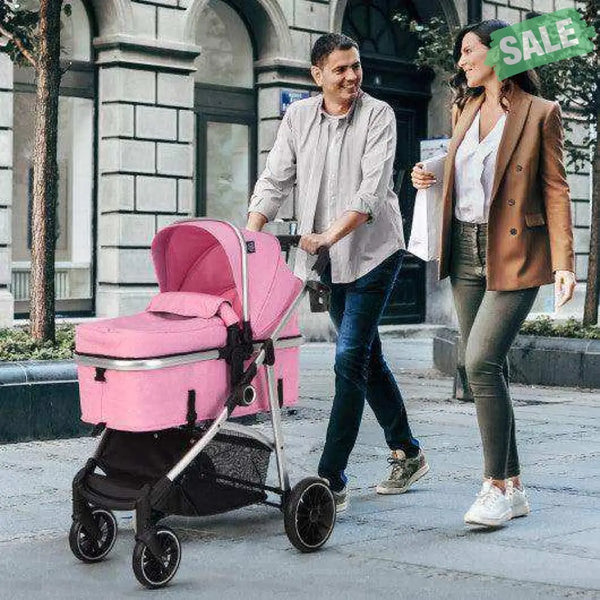 2-in-1 Convertible Baby Stroller with Reversible Seat-Gray Baby Strollers