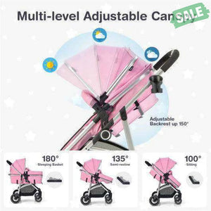 2-in-1 Convertible Baby Stroller with Reversible Seat-Gray Baby Strollers