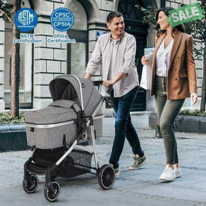 2-in-1 Convertible Baby Stroller with Reversible Seat-Gray Baby Strollers