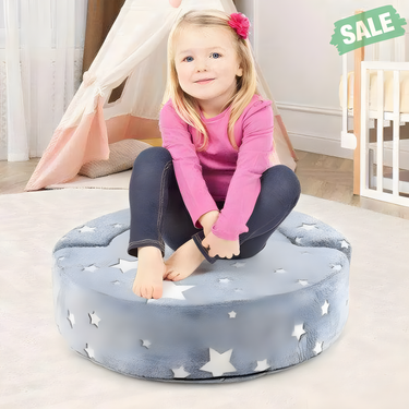2-in-1 Convertible Glow in the Dark Kids Sofa, Gray, with Removable Washable Cover - Perfect for playtime and relaxation.