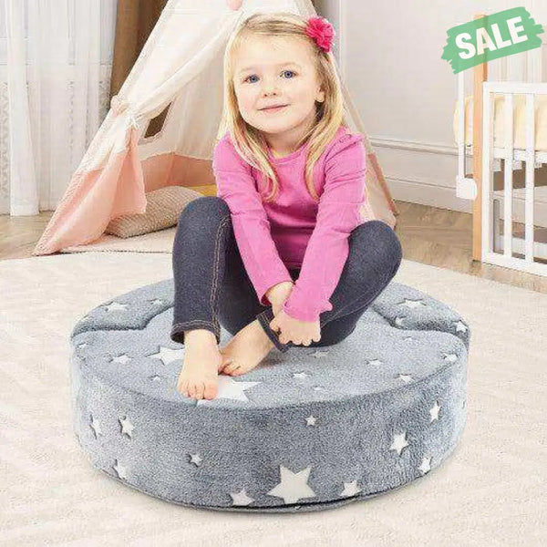 2-in-1 Convertible Glow in the Dark Kids Sofa with Removable Washable Cover-Gray Kids Chairs & Seating