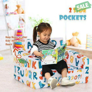 2-in-1 Convertible Kids Sofa with Velvet Fabric-Multicolor Multicolor Kids Chairs & Seating