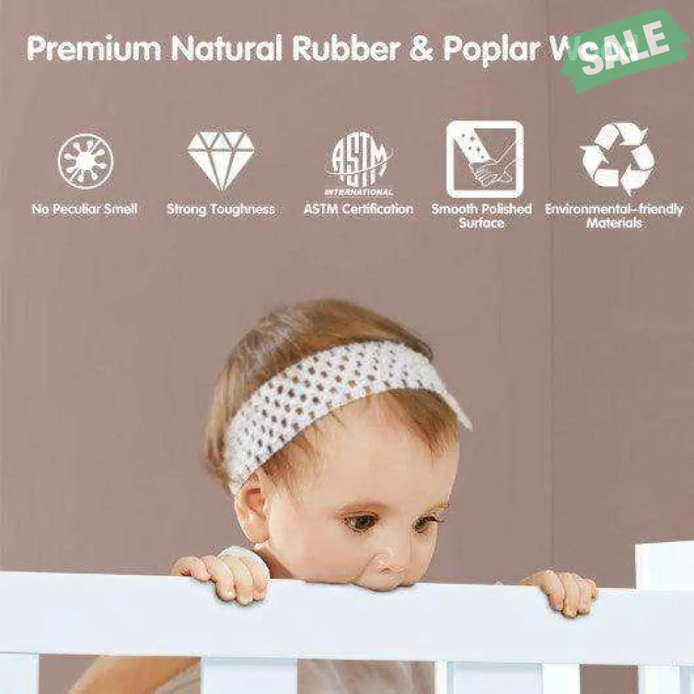 2-in-1 Convertible Kids Wooden Bedroom Furniture with Guardrails-White White Toddler Beds