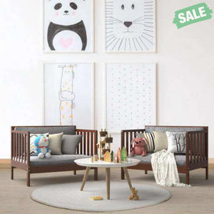 2-in-1 Convertible Kids Wooden Bedroom Furniture with Guardrails-White White Toddler Beds