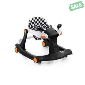 2-in-1 Foldable Activity Push Walker with Adjustable Height-Dark Gray Black Baby Walkers