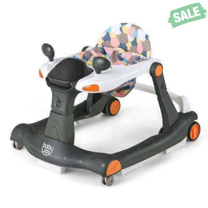 2-in-1 Foldable Activity Push Walker with Adjustable Height-Dark Gray Black Baby Walkers