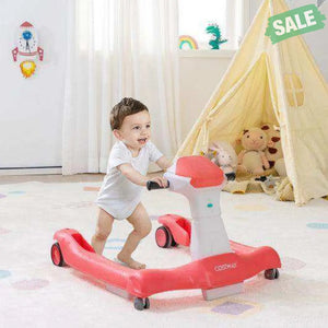 2-in-1 Foldable Activity Push Walker with Adjustable Height-Dark Gray Black Baby Walkers