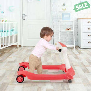 2-in-1 Foldable Activity Push Walker with Adjustable Height-Dark Gray Black Baby Walkers