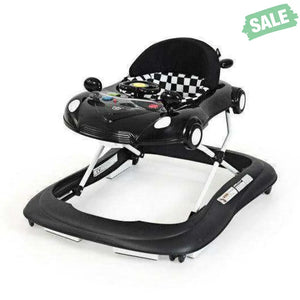 2-in-1 Foldable Baby Walker with Music Player and Lights-White Baby Walkers