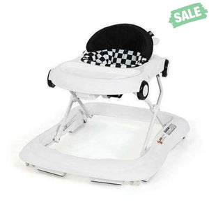 2-in-1 Foldable Baby Walker with Music Player and Lights-White Baby Walkers