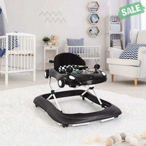 2-in-1 Foldable Baby Walker with Music Player and Lights-White Baby Walkers