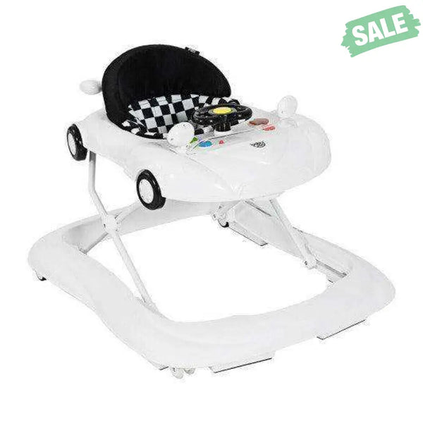 2-in-1 Foldable Baby Walker with Music Player and Lights-White Baby Walkers