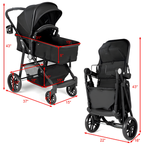 2-in-1 foldable pushchair stroller for newborns, showcasing angle 3 view, perfect for travel and convenience.