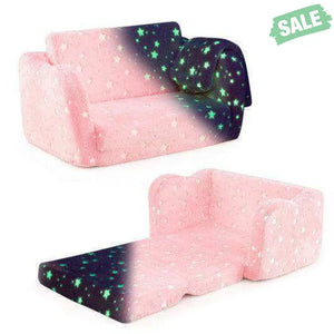 2-in-1 Folding Kids Couch with Blanket Glow in the Dark-Multicolor Multicolor Kids Chairs & Seating