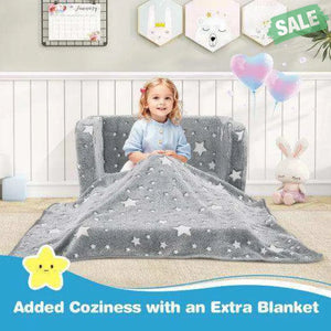 2-in-1 Folding Kids Couch with Blanket Glow in the Dark-Multicolor Multicolor Kids Chairs & Seating