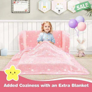 2-in-1 Folding Kids Couch with Blanket Glow in the Dark-Multicolor Multicolor Kids Chairs & Seating