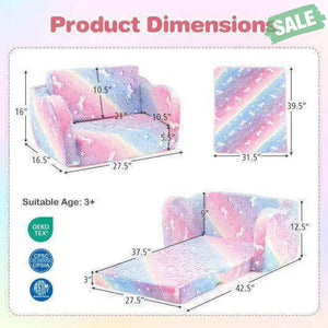 2-in-1 Folding Kids Couch with Blanket Glow in the Dark-Multicolor Multicolor Kids Chairs & Seating