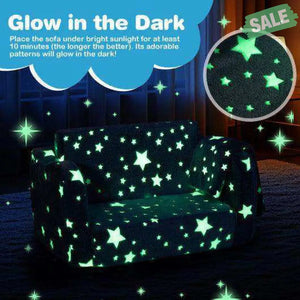 2-in-1 Folding Kids Couch with Blanket Glow in the Dark-Multicolor Multicolor Kids Chairs & Seating