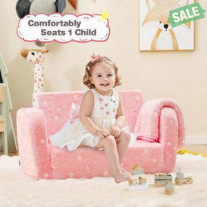 2-in-1 Folding Kids Couch with Blanket Glow in the Dark-Multicolor Multicolor Kids Chairs & Seating