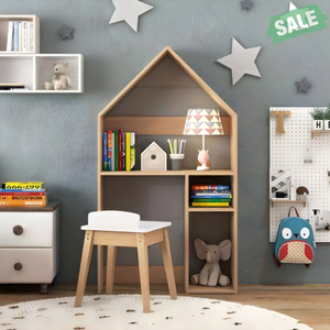 Gray 2-in-1 kids house-shaped table and chair set for playtime and learning. Perfect for toddlers and young children.