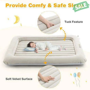 2-in-1 Multi-Purpose Inflatable Toddler Travel Bed Air Mattress Set with Electric Pump-Gray Toddler Beds