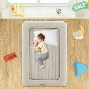 2-in-1 Multi-Purpose Inflatable Toddler Travel Bed Air Mattress Set with Electric Pump-Gray Toddler Beds