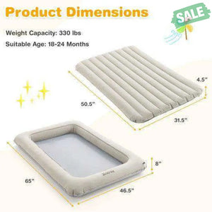 2-in-1 Multi-Purpose Inflatable Toddler Travel Bed Air Mattress Set with Electric Pump-Gray Toddler Beds