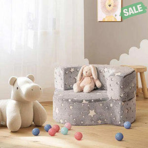 2-in-1 Toddler Chair Glow in the Dark Kids Couch with Cover Convertible Sofa-Gray Kids Chairs & Seating