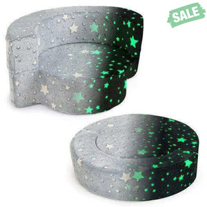 2-in-1 Toddler Chair Glow in the Dark Kids Couch with Cover Convertible Sofa-Gray Kids Chairs & Seating