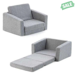 2-in-1 Toddler Fold out Couch Gray Kids Chairs & Seating