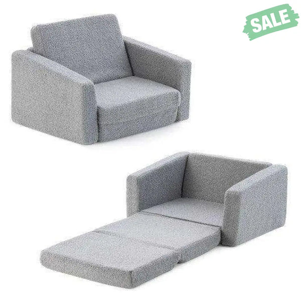 2-in-1 Toddler Fold out Couch Gray Kids Chairs & Seating